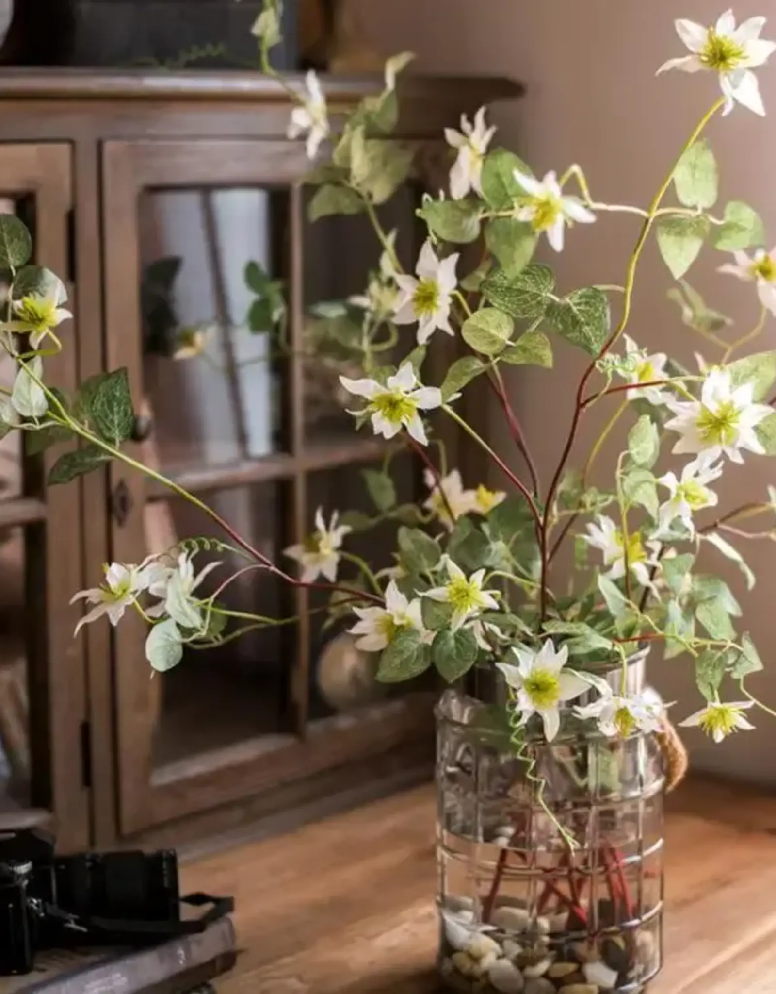 German Clematis Flower Stem in White 40" Tall