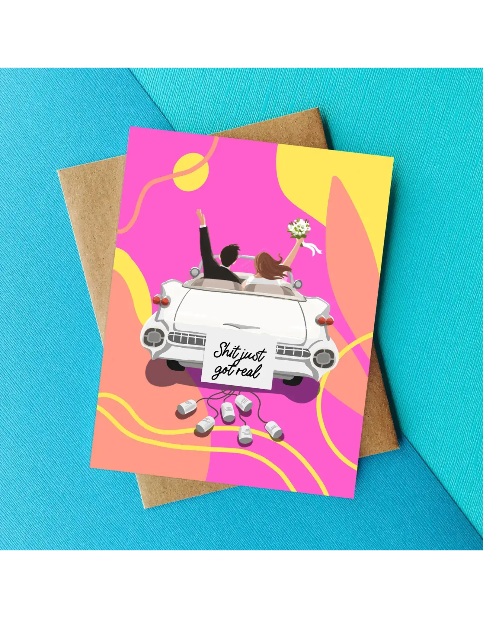 Shit Got Real Funny Wedding Card- Sweary Wedding Day Card