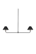 Cullen Linear Double Pendant, Black Leather