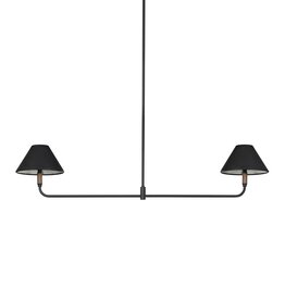 Cullen Linear Double Pendant, Black Leather