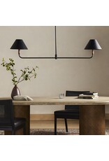 Cullen Linear Double Pendant, Black Leather