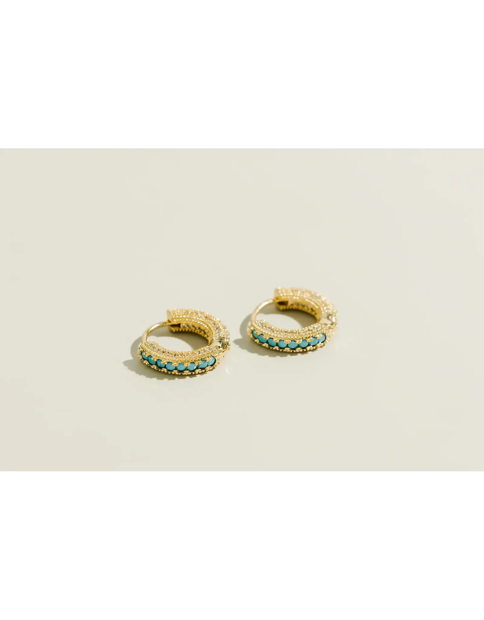 Turquoise Stone Pearls and Cubic Zirconia Hoops