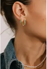 Turquoise Stone Pearls and Cubic Zirconia Hoops