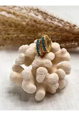 Turquoise Stone Pearls and Cubic Zirconia Hoops