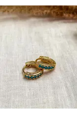 Turquoise Stone Pearls and Cubic Zirconia Hoops