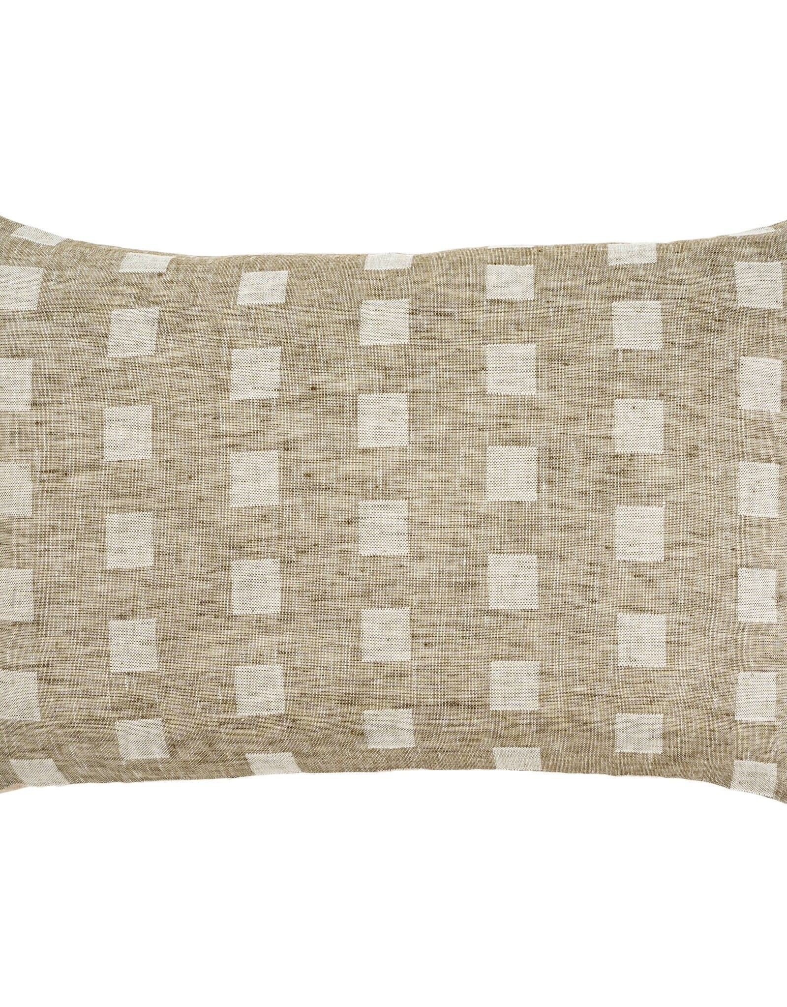 16x24 Check Linen Pillow Natural