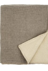 Kantha-Stitch Sherpa Throw, Charcoal