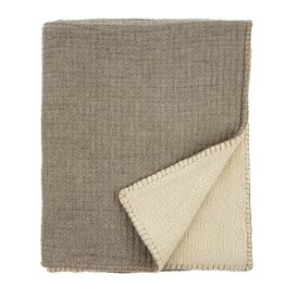 Kantha-Stitch Sherpa Throw, Charcoal