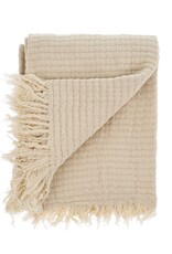 Kantha-Stitch Throw Blanket Cream