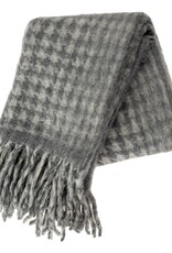Houndstooth Wool Blend Throw, Grey
