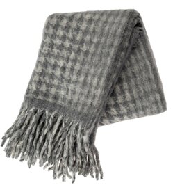 Houndstooth Wool Blend Throw, Grey