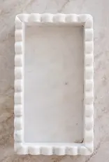 White Marble Scalloped Bridge Tray