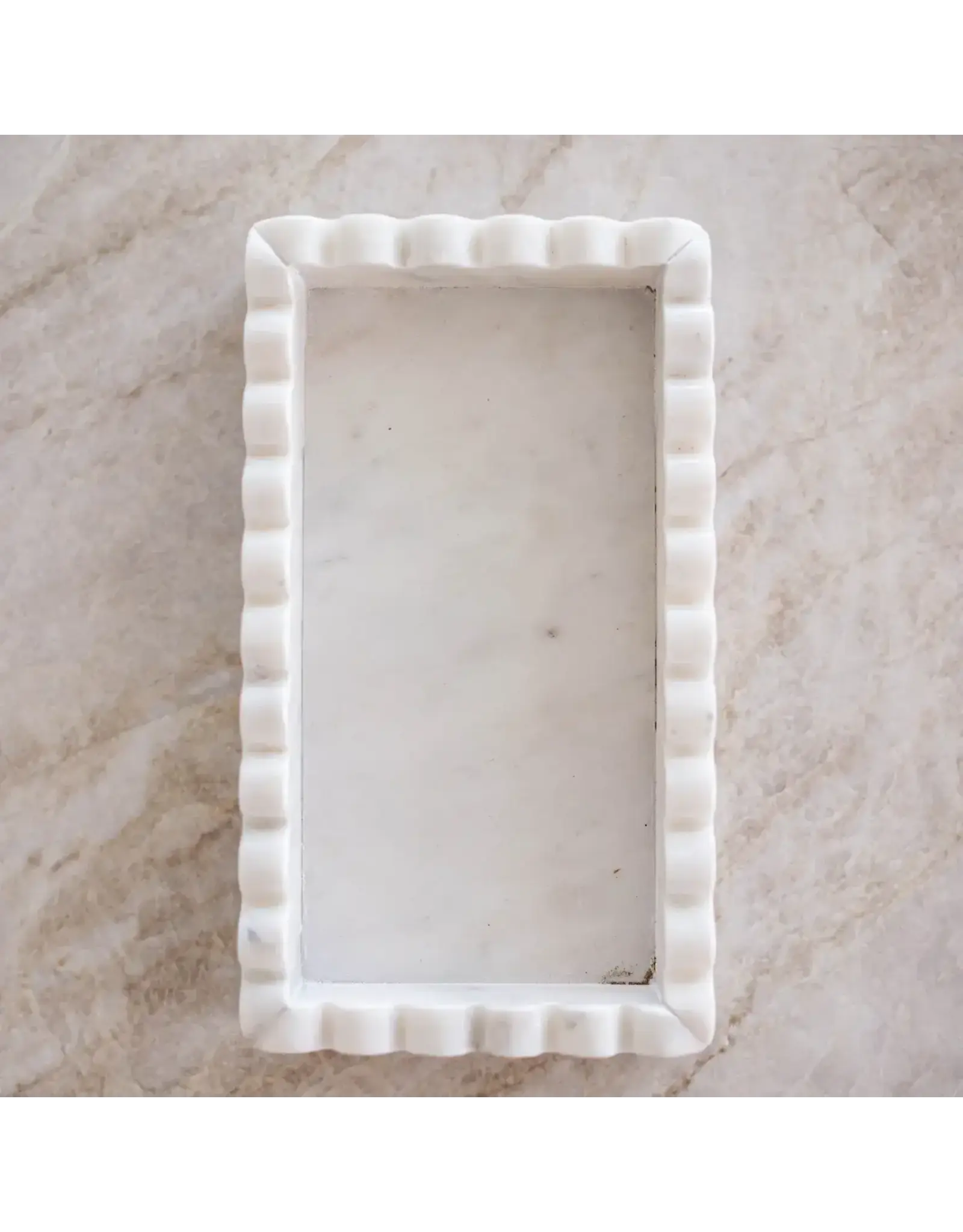 White Marble Scalloped Bridge Tray