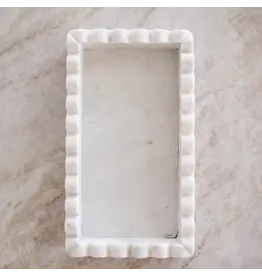 White Marble Scalloped Bridge Tray