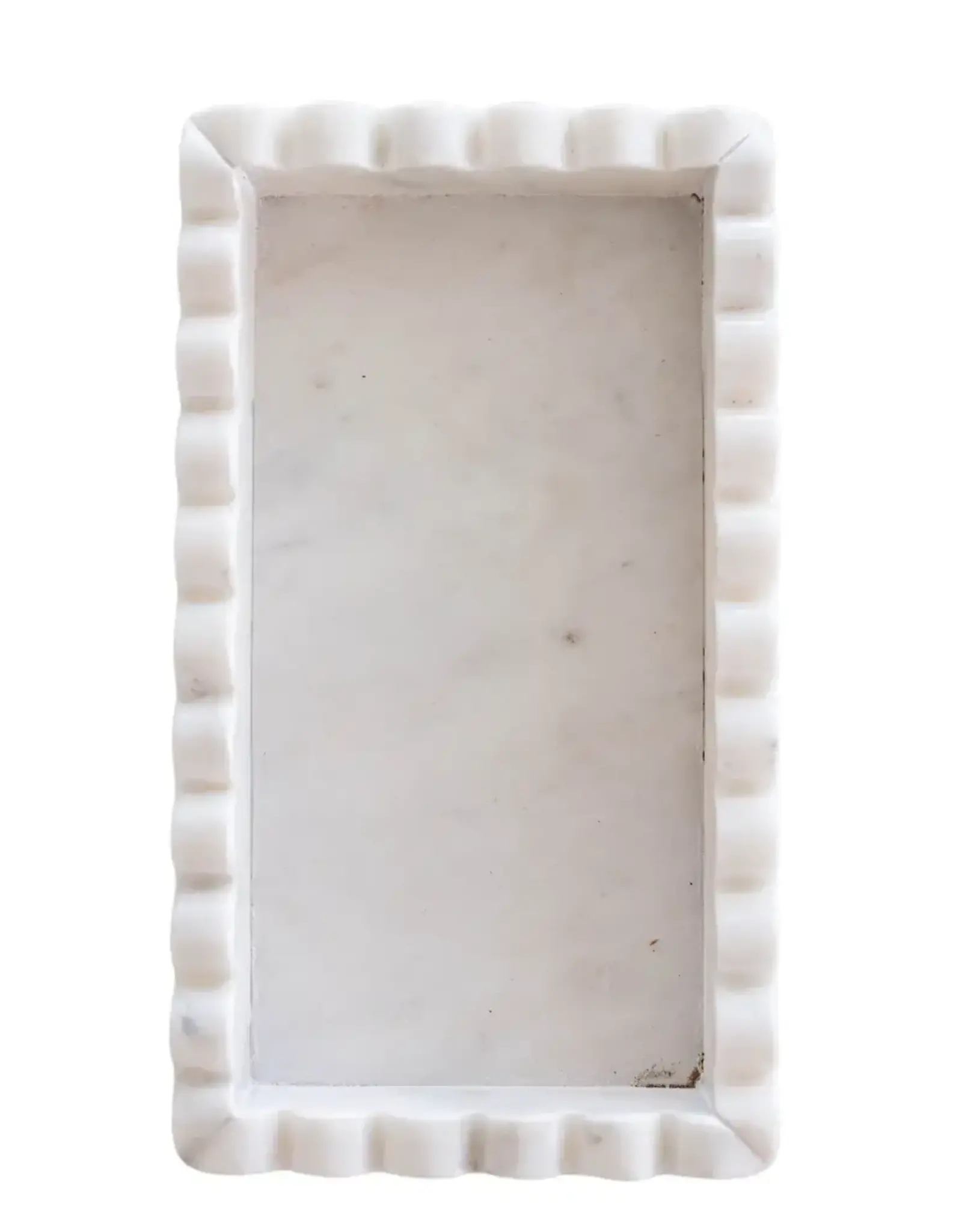 White Marble Scalloped Bridge Tray