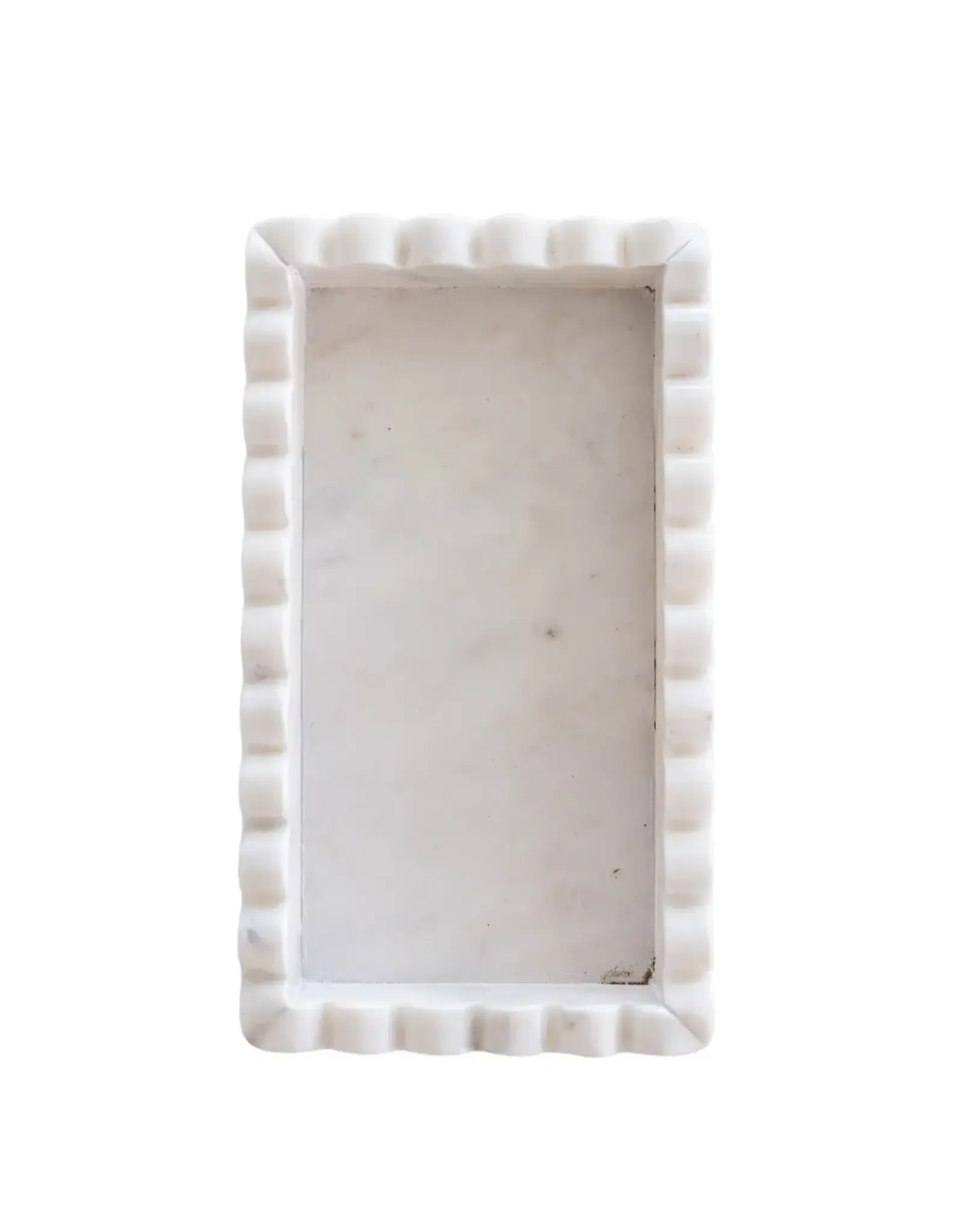 White Marble Scalloped Bridge Tray