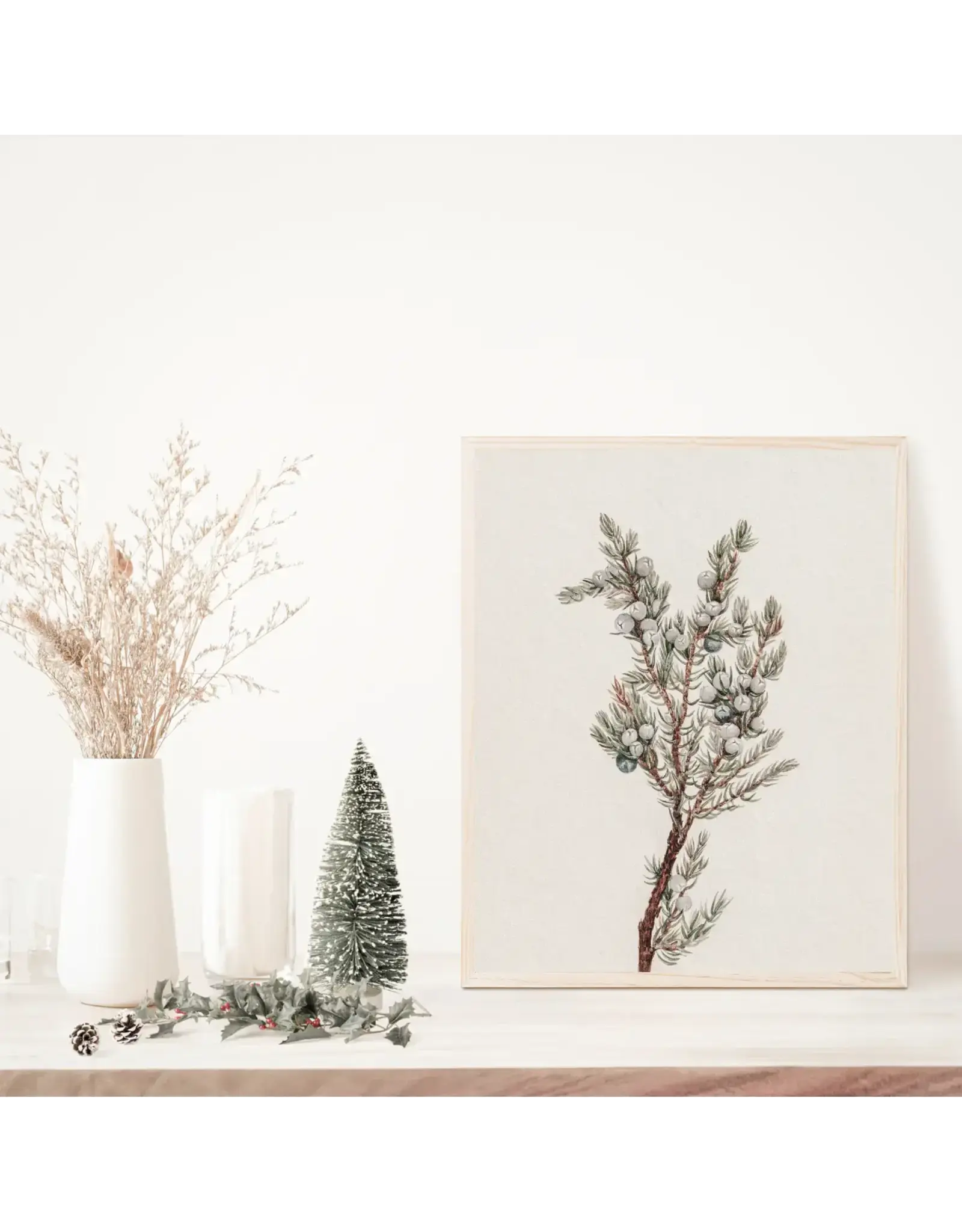 Winter Greenery Vintage Art Print