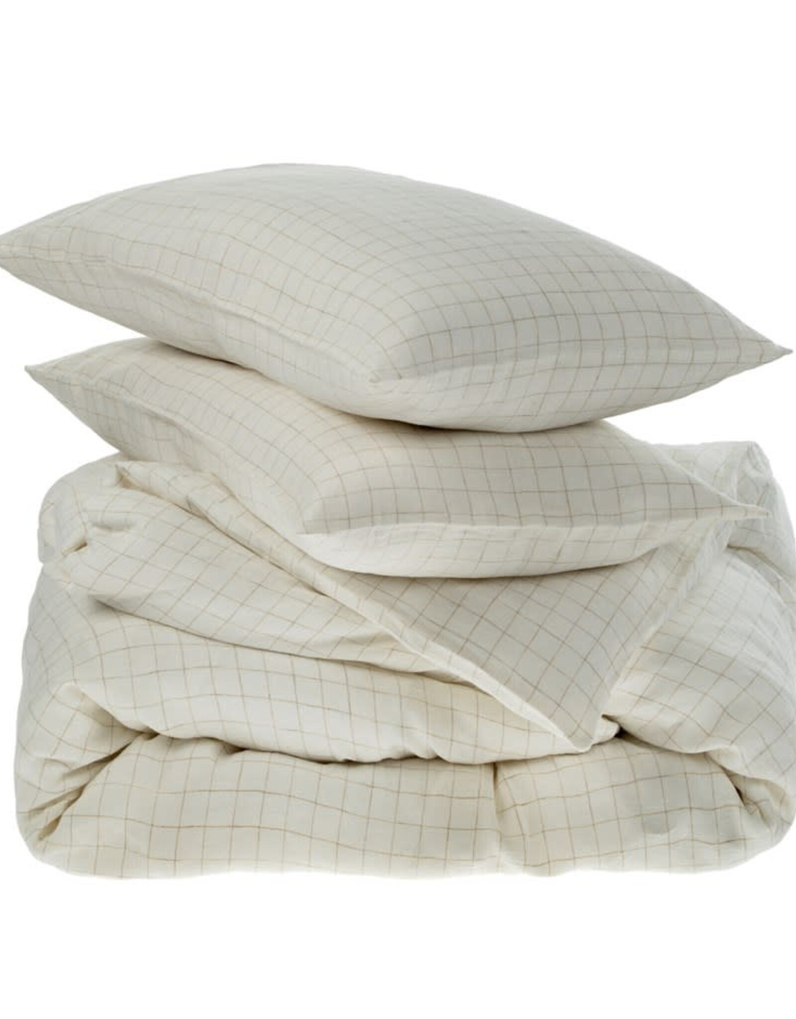 Linen Check King Duvet Set, Ivory