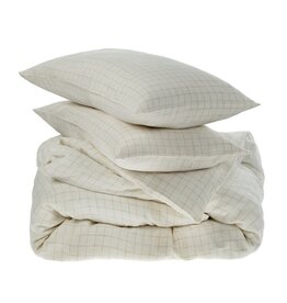 Linen Check King Duvet Set, Ivory