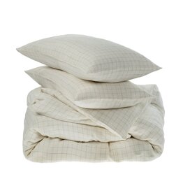 Linen Check King Duvet Set, Ivory