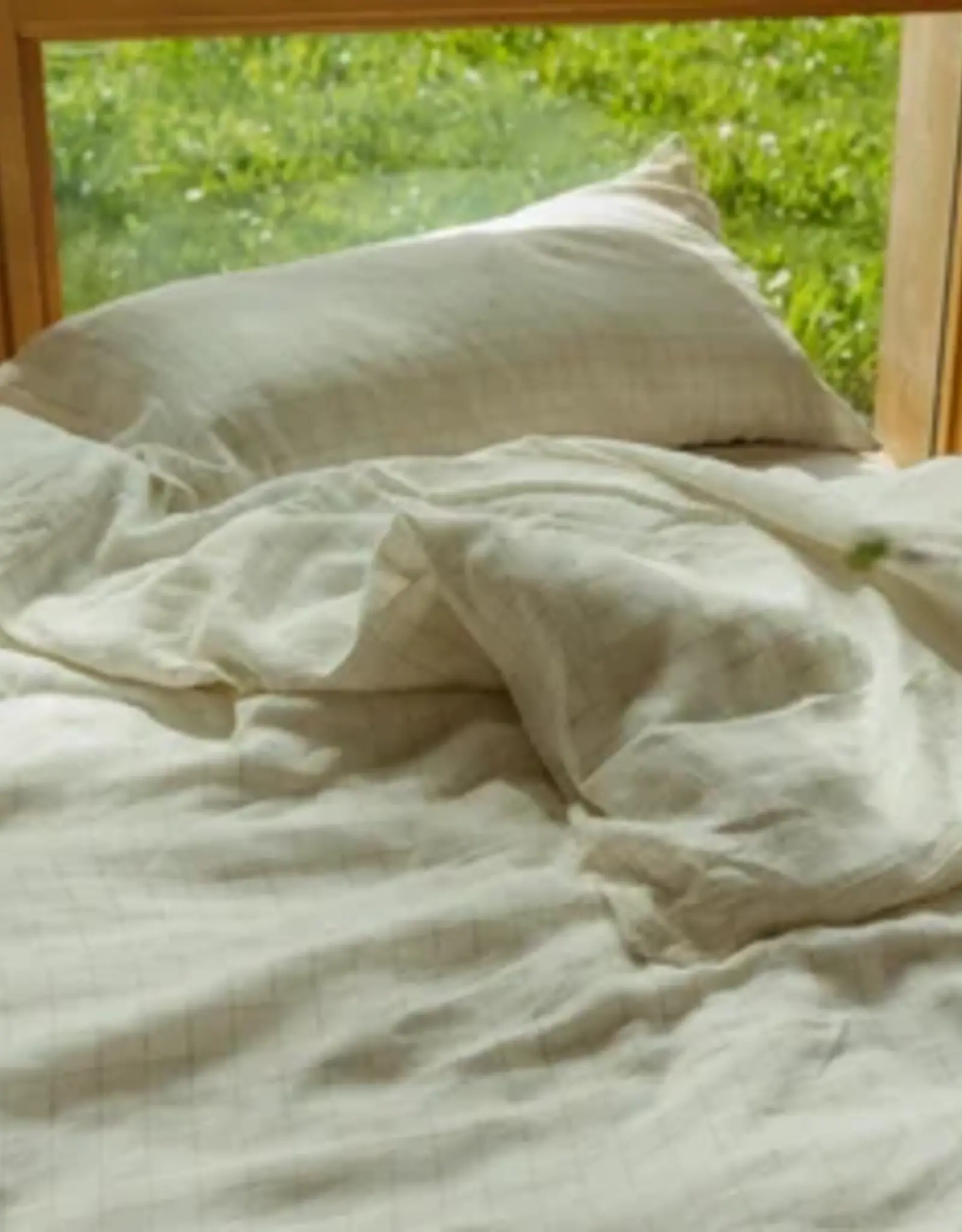 Linen Check King Duvet Set, Ivory