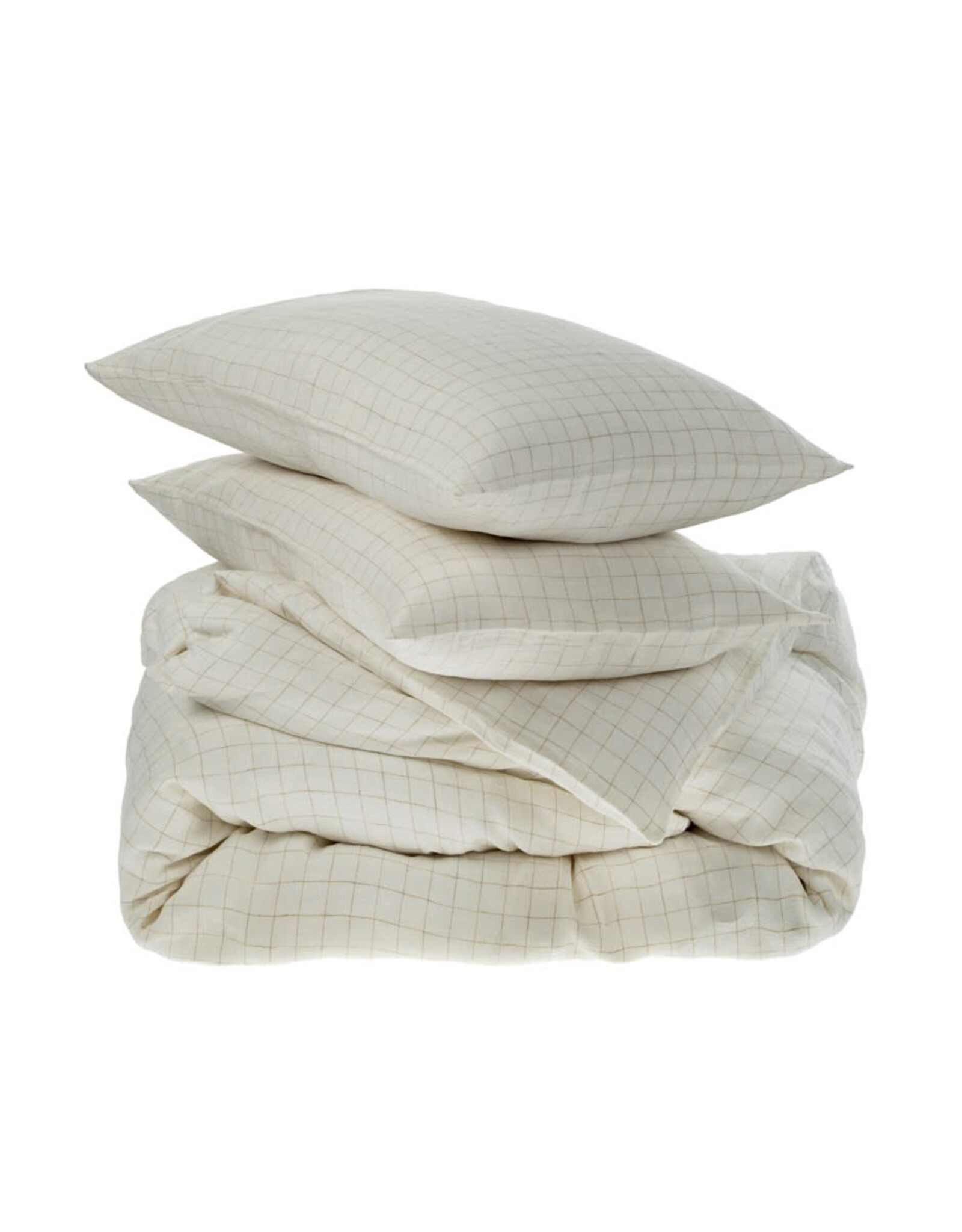 Linen Check Queen Duvet Set, Ivory