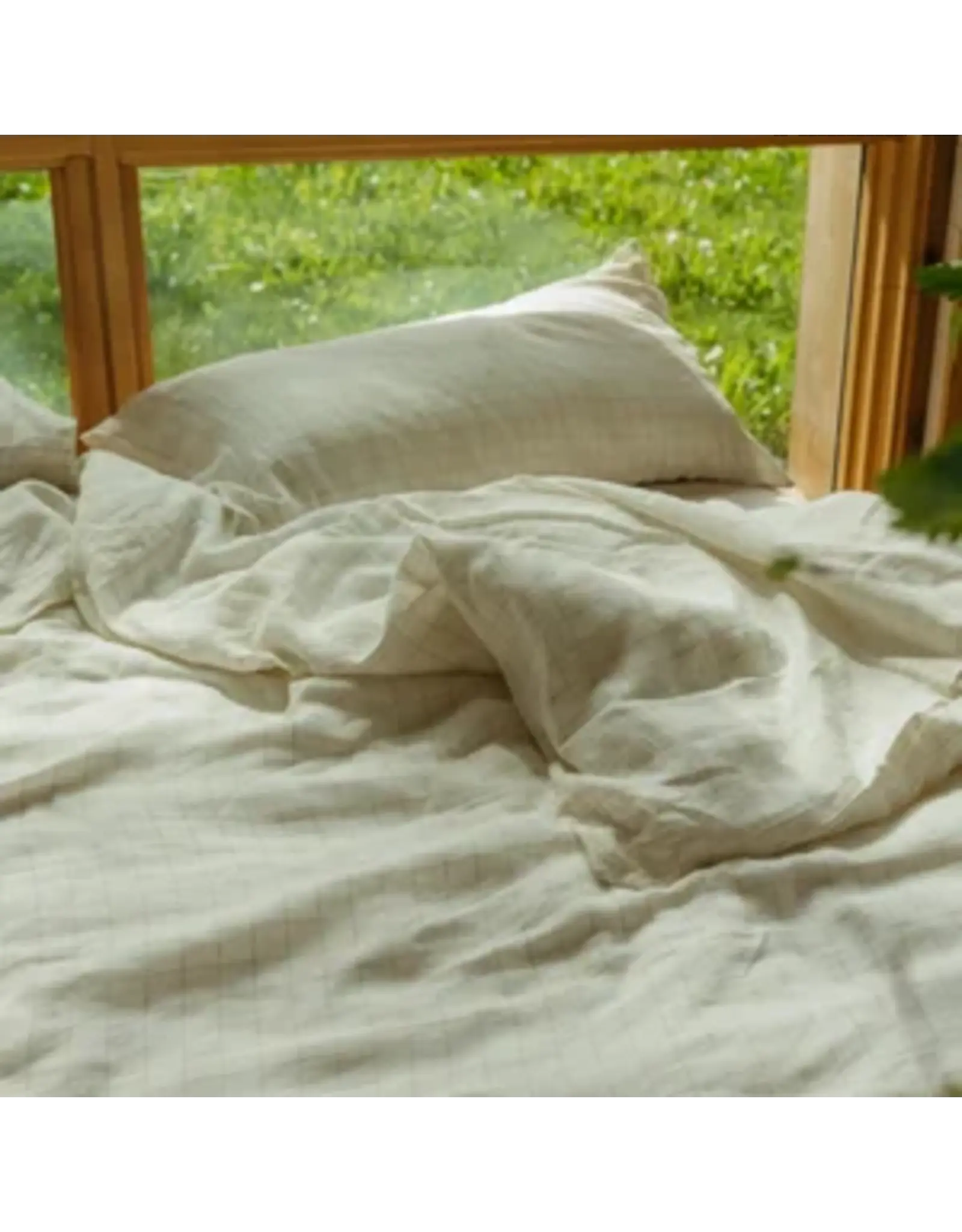 Linen Check Queen Duvet Set, Ivory