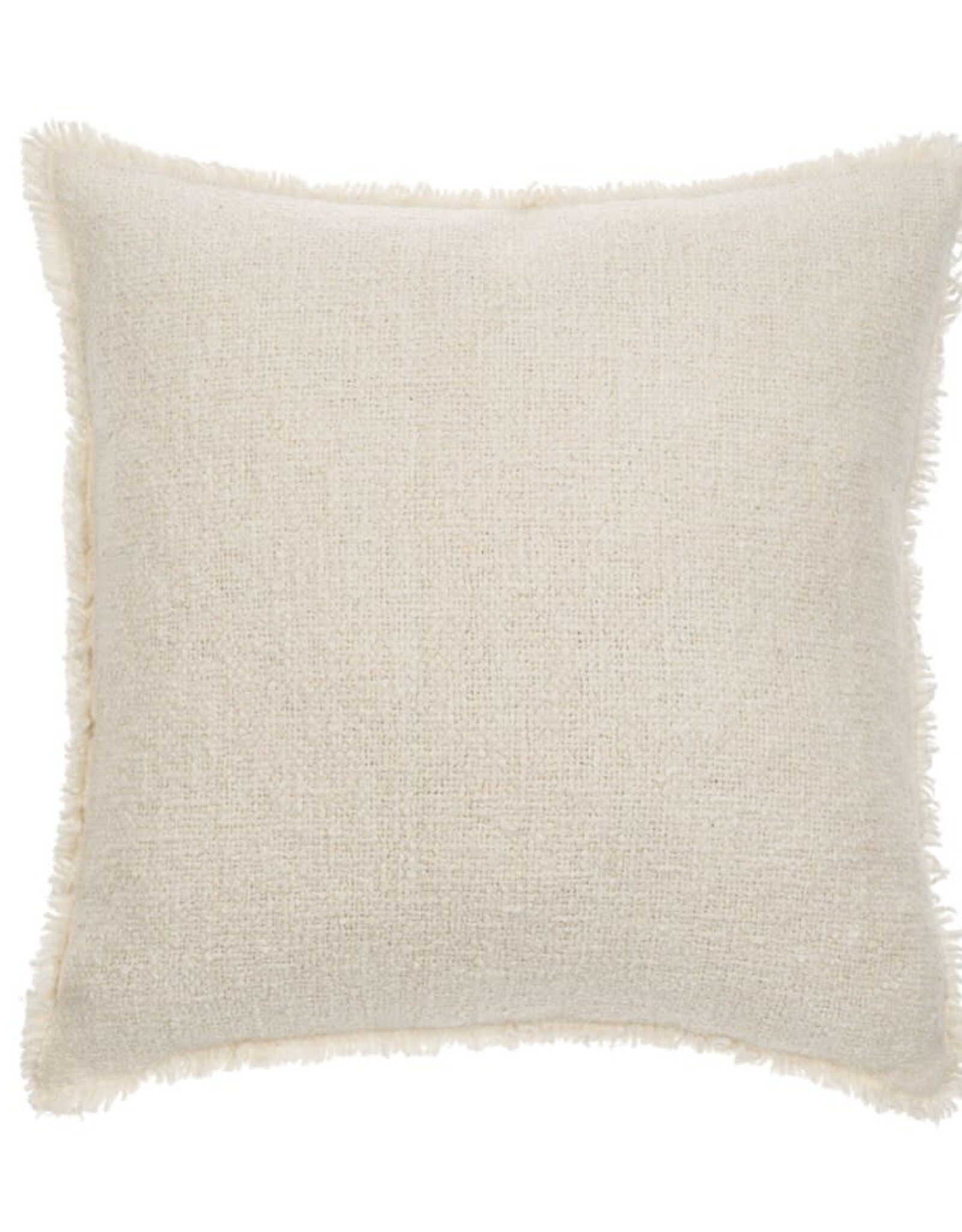 Fringed Boucle Pillow, Off White, 20x20