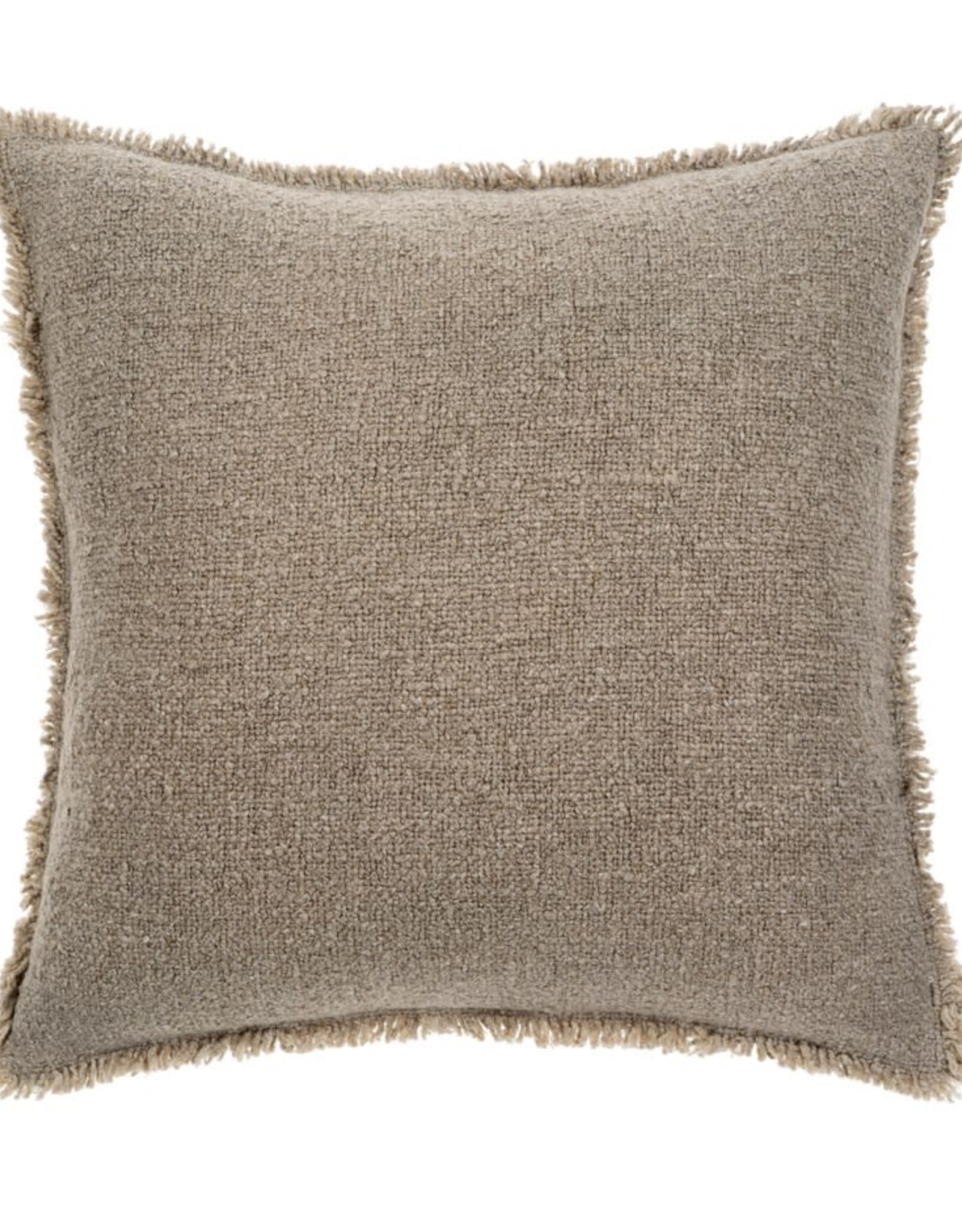 Fringed Boucle Pillow, Taupe,  20x20