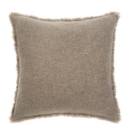 Fringed Boucle Pillow, Taupe,  20x20