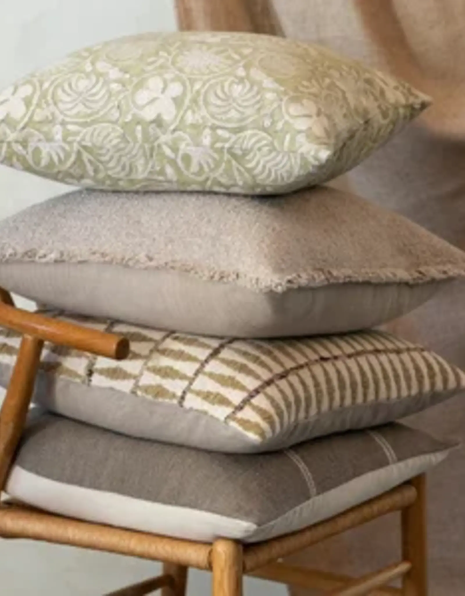 Fringed Boucle Pillow, Taupe,  20x20