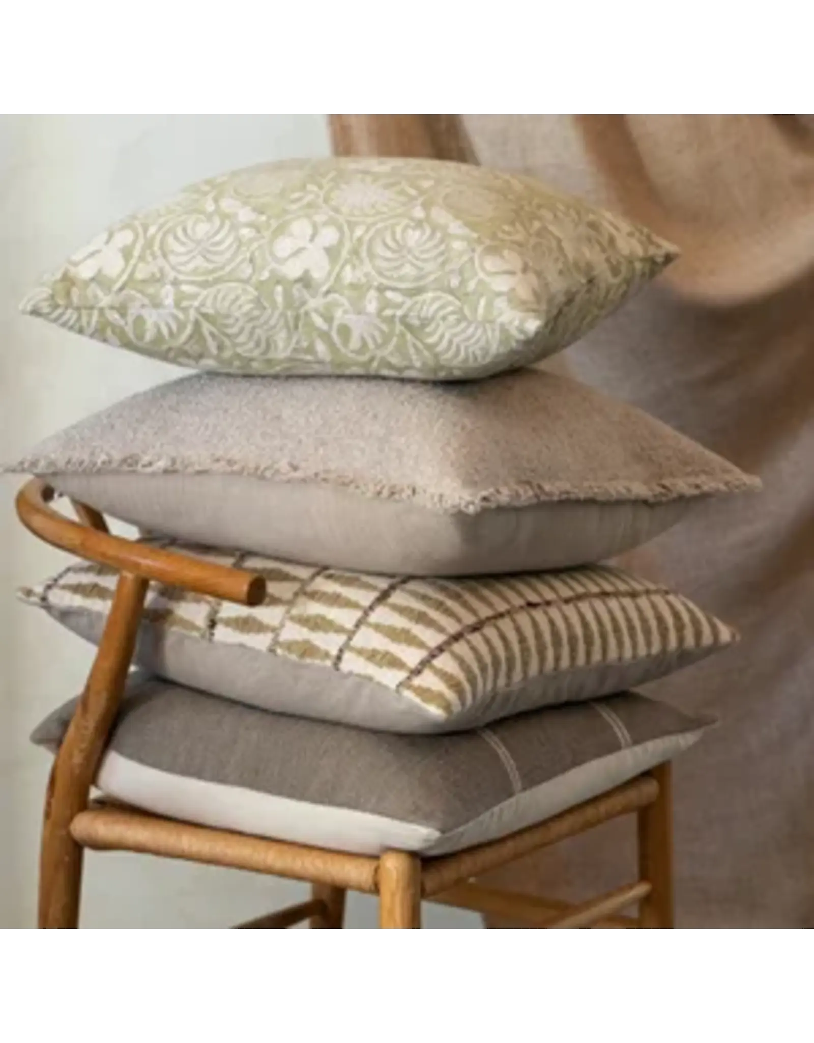 Fringed Boucle Pillow - Taupe,  20x20