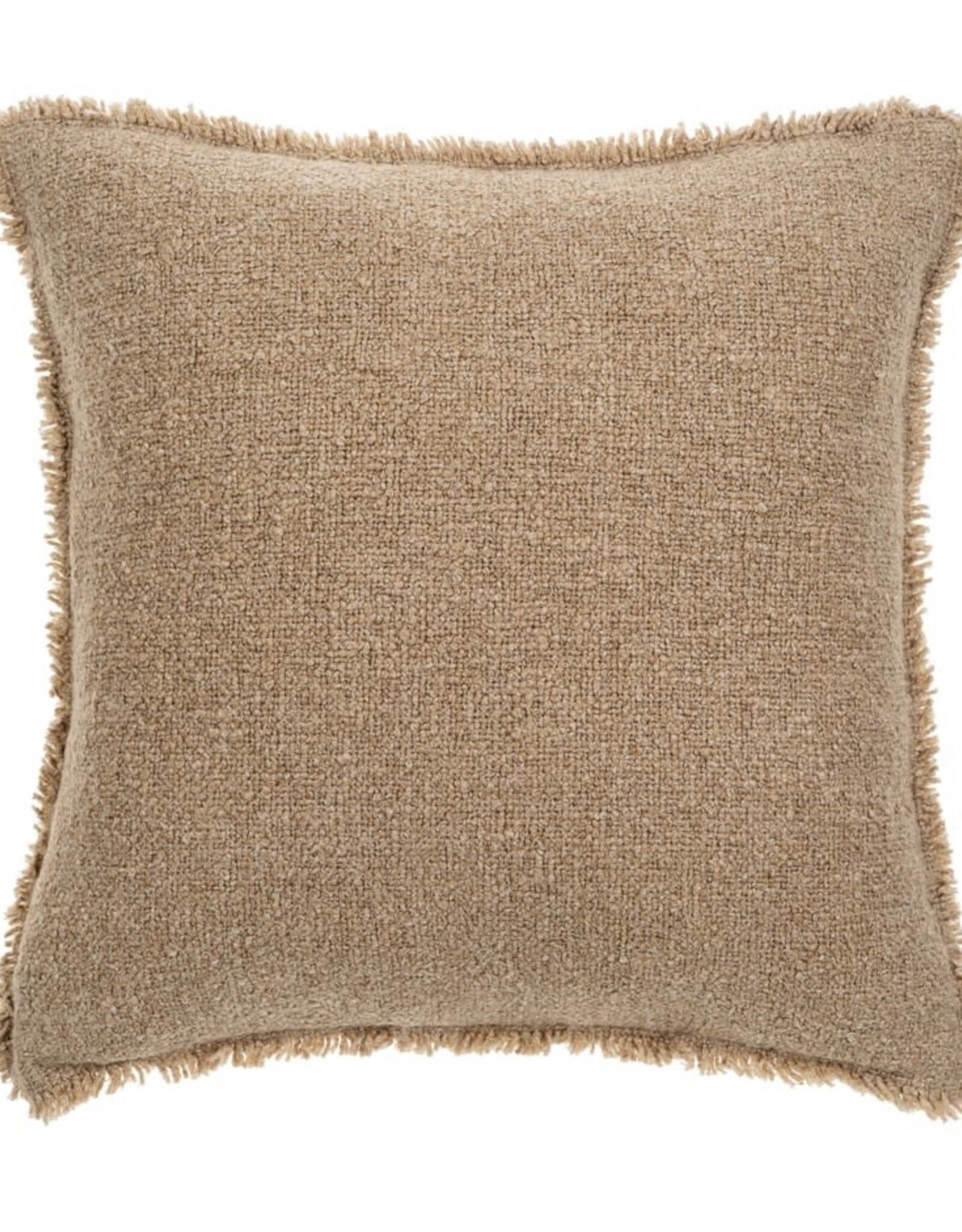 Fringed Boucle Pillow, Warm Sand, 20x20