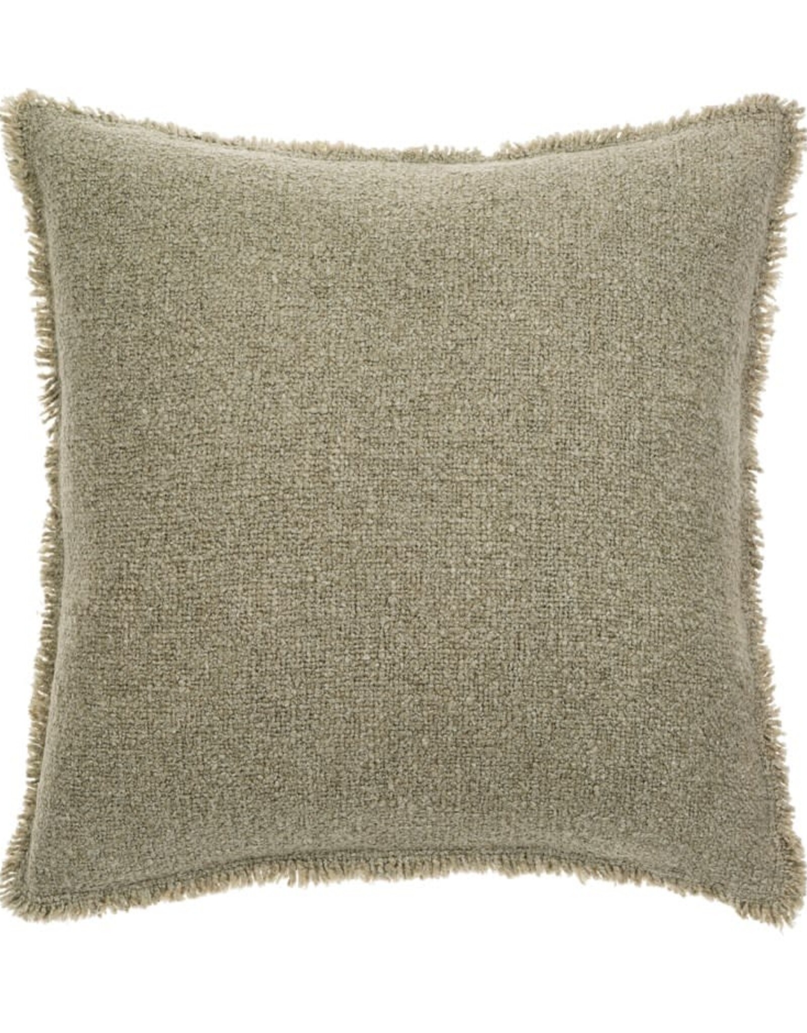Fringed Boucle Pillow, Sage Grey, 20x20