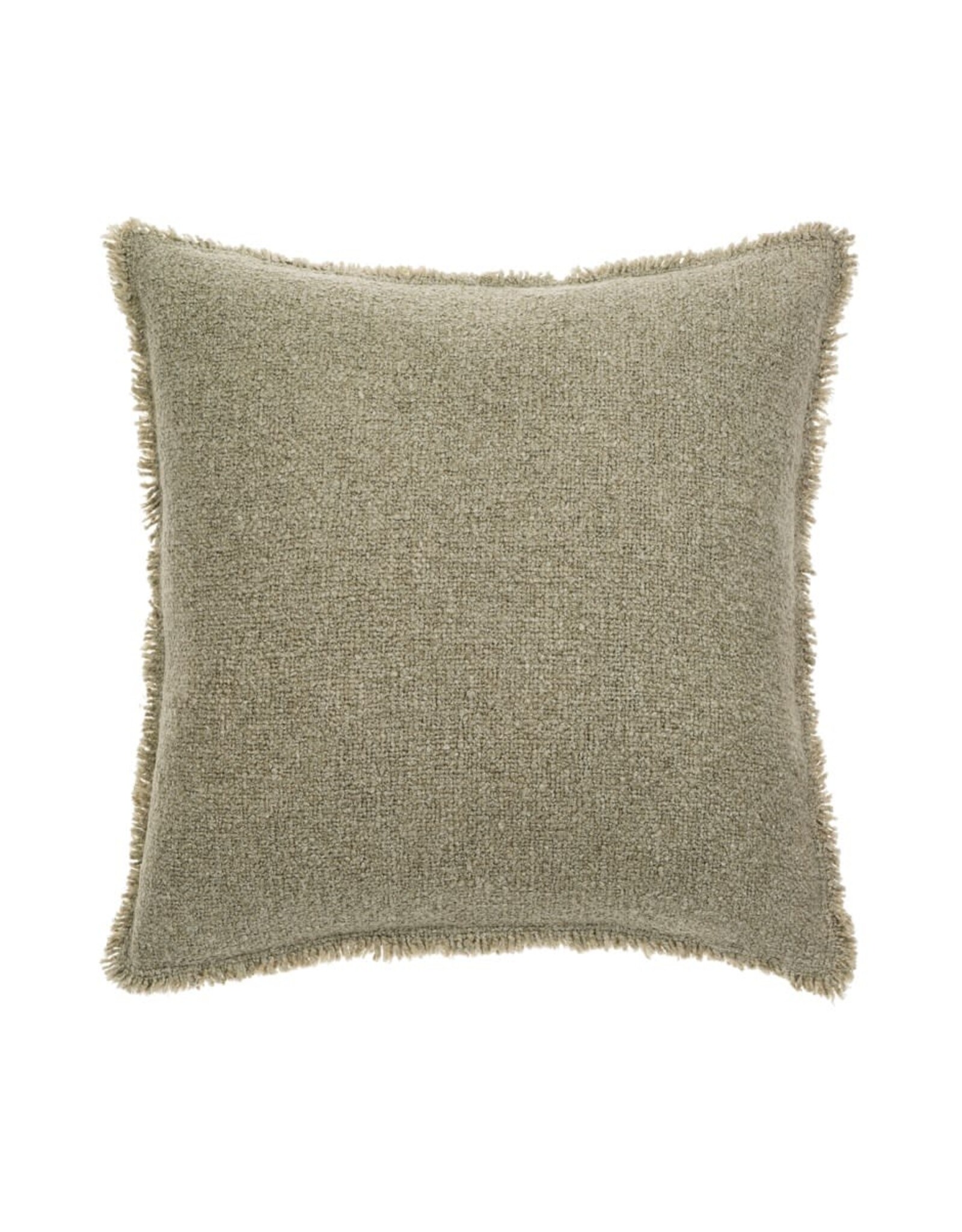 Fringed Boucle Pillow - Sage Grey, 20x20