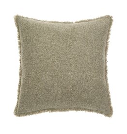 Fringed Boucle Pillow - Sage Grey, 20x20