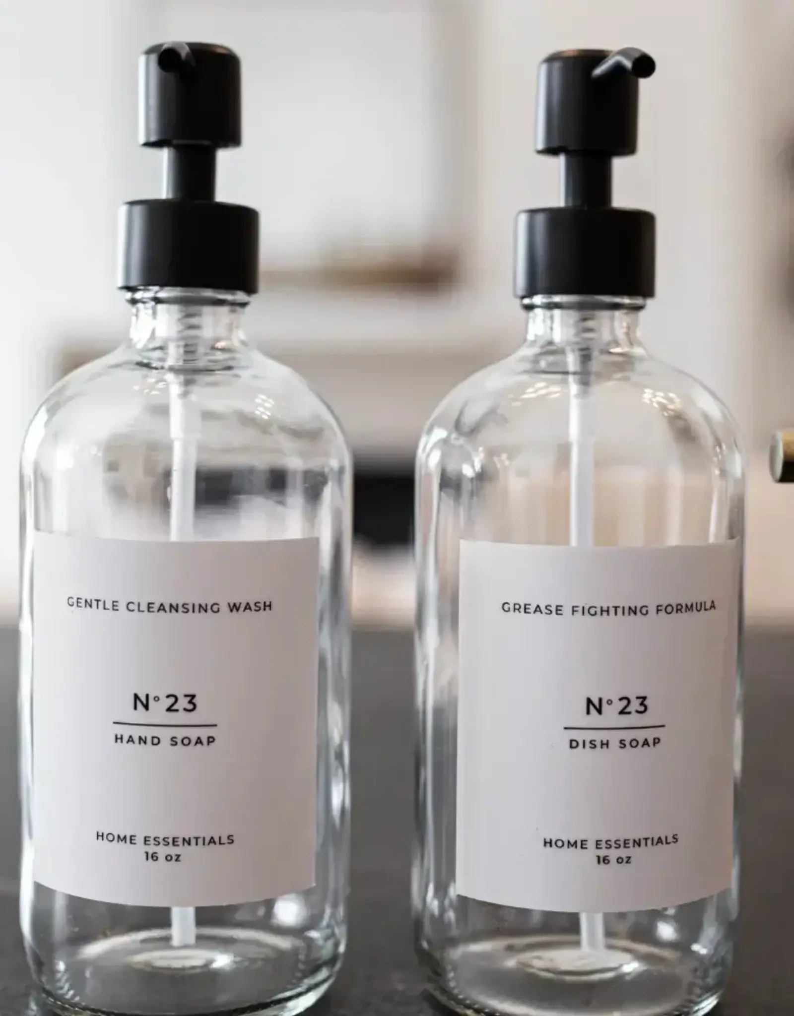 Clear Soap Bottle Dispenser with Label