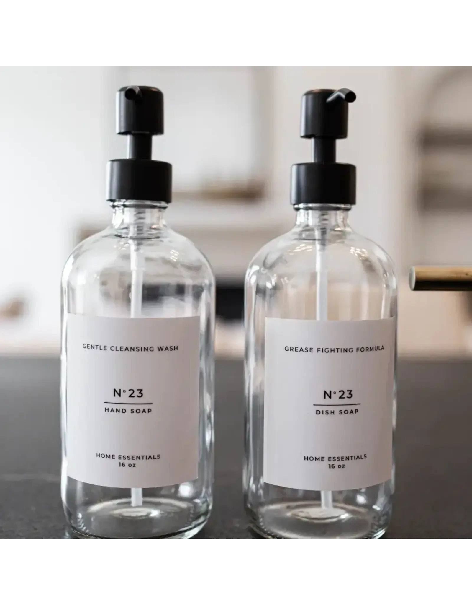 Clear Soap Bottle Dispenser with Label