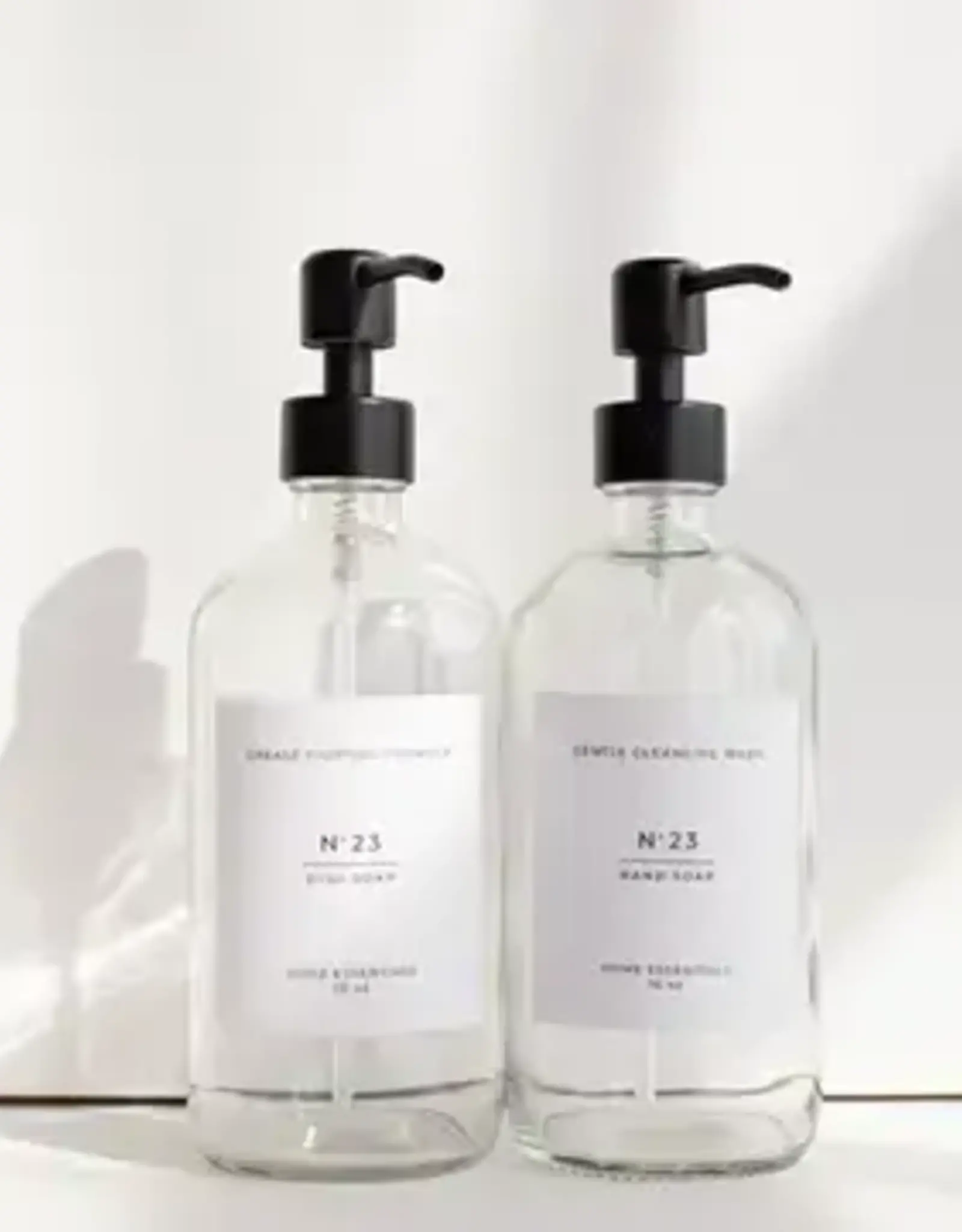 Clear Soap Bottle Dispenser with Label