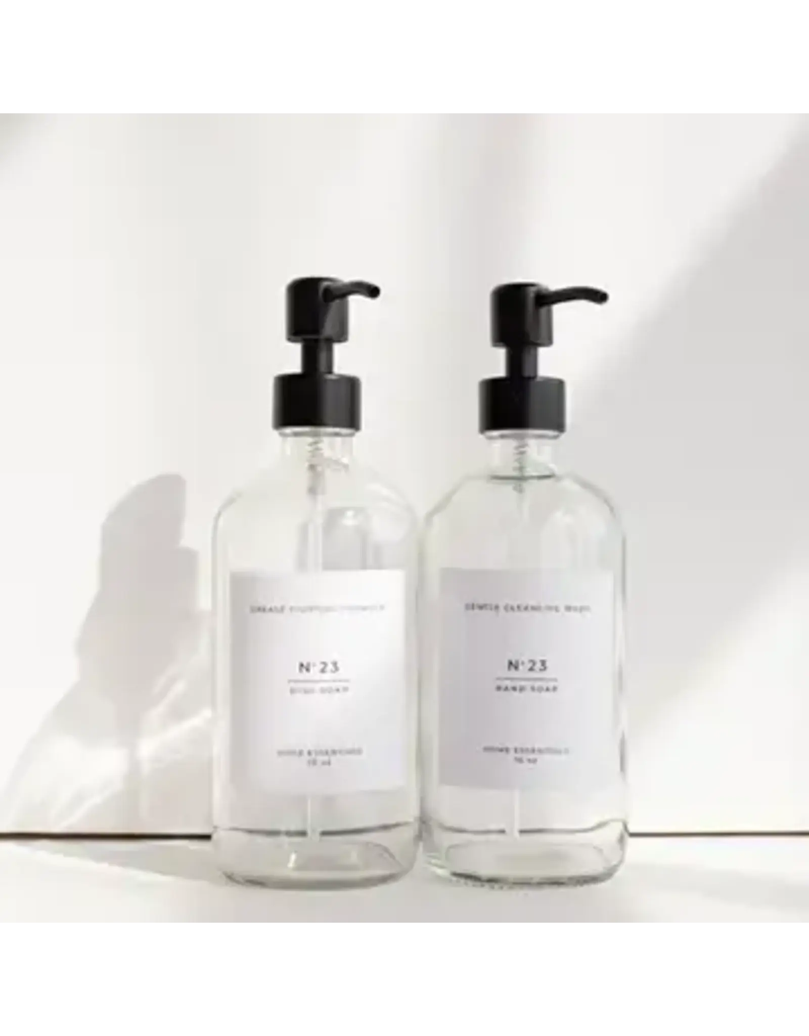 Clear Soap Bottle Dispenser with Label