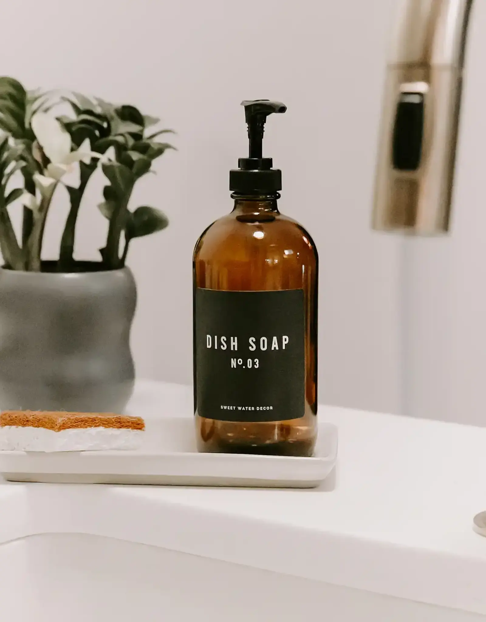 16oz Amber Glass Soap Dispenser