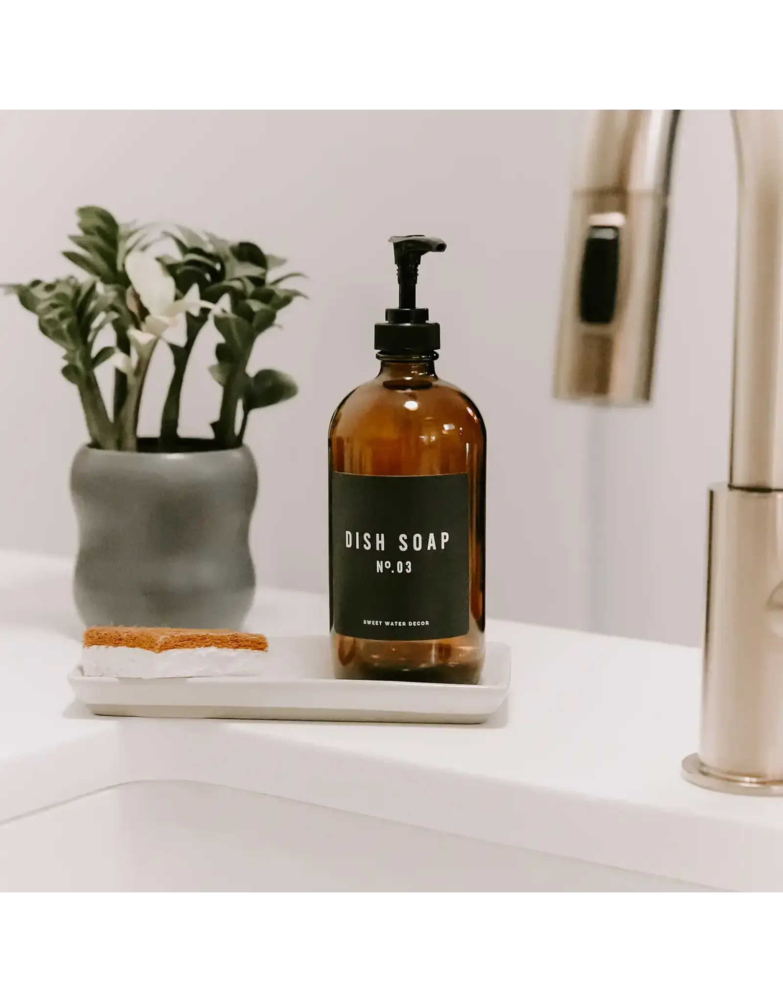16oz Amber Glass Soap Dispenser