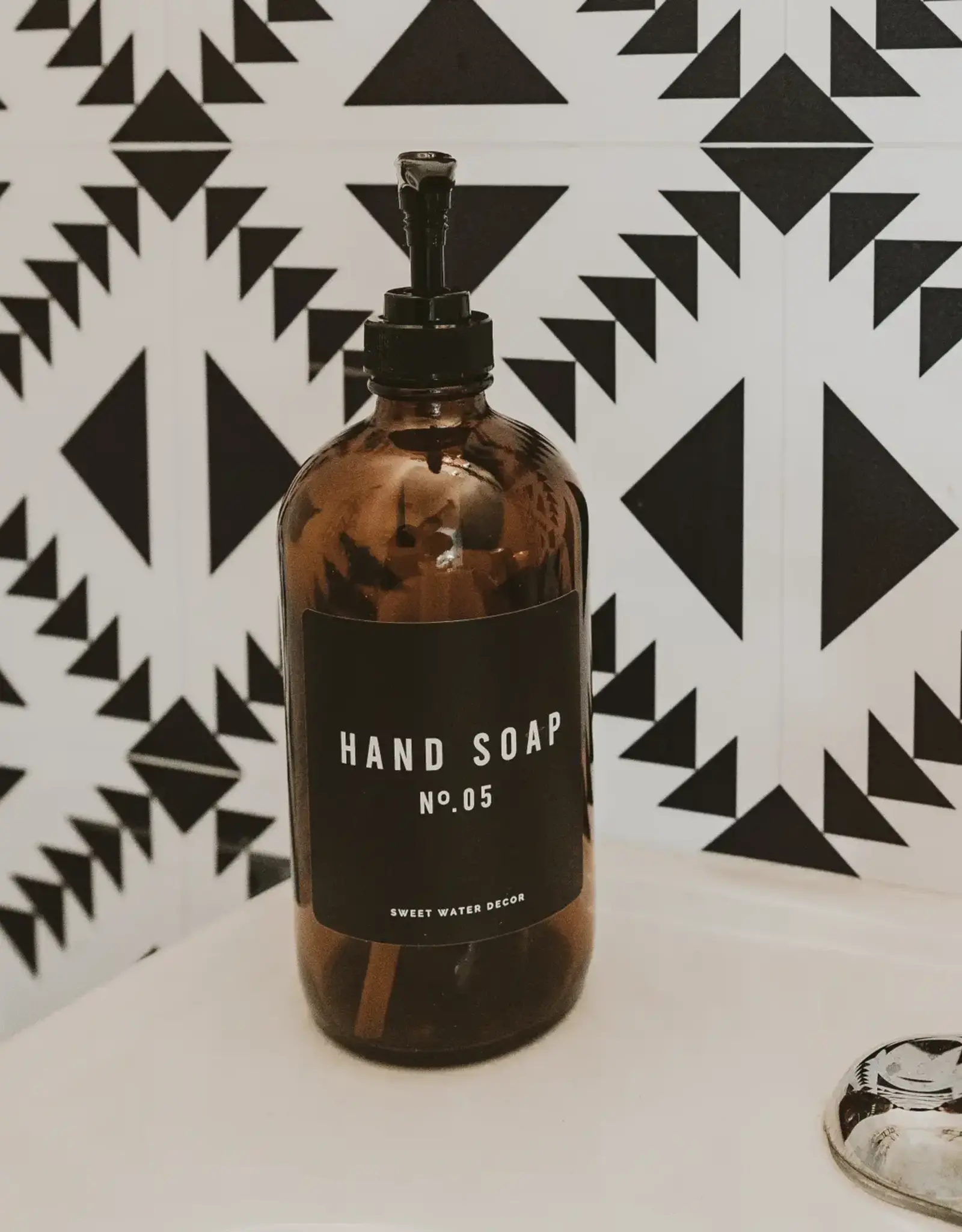 16oz Amber Glass Soap Dispenser