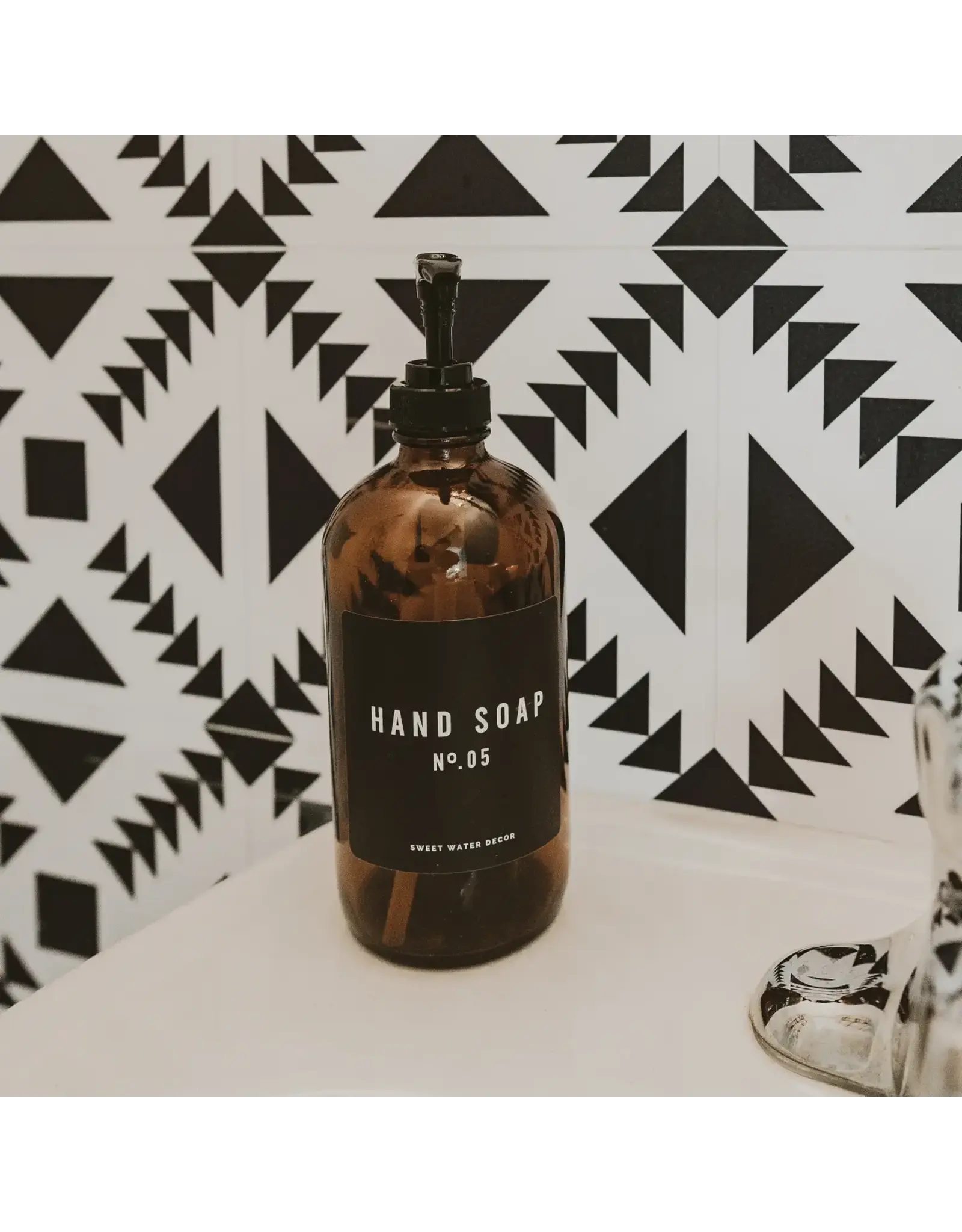 16oz Amber Glass Soap Dispenser