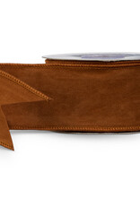 2.5" X 10 Yds Cognac Suede Ribbon
