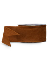 2.5" X 10 Yds Cognac Suede Ribbon