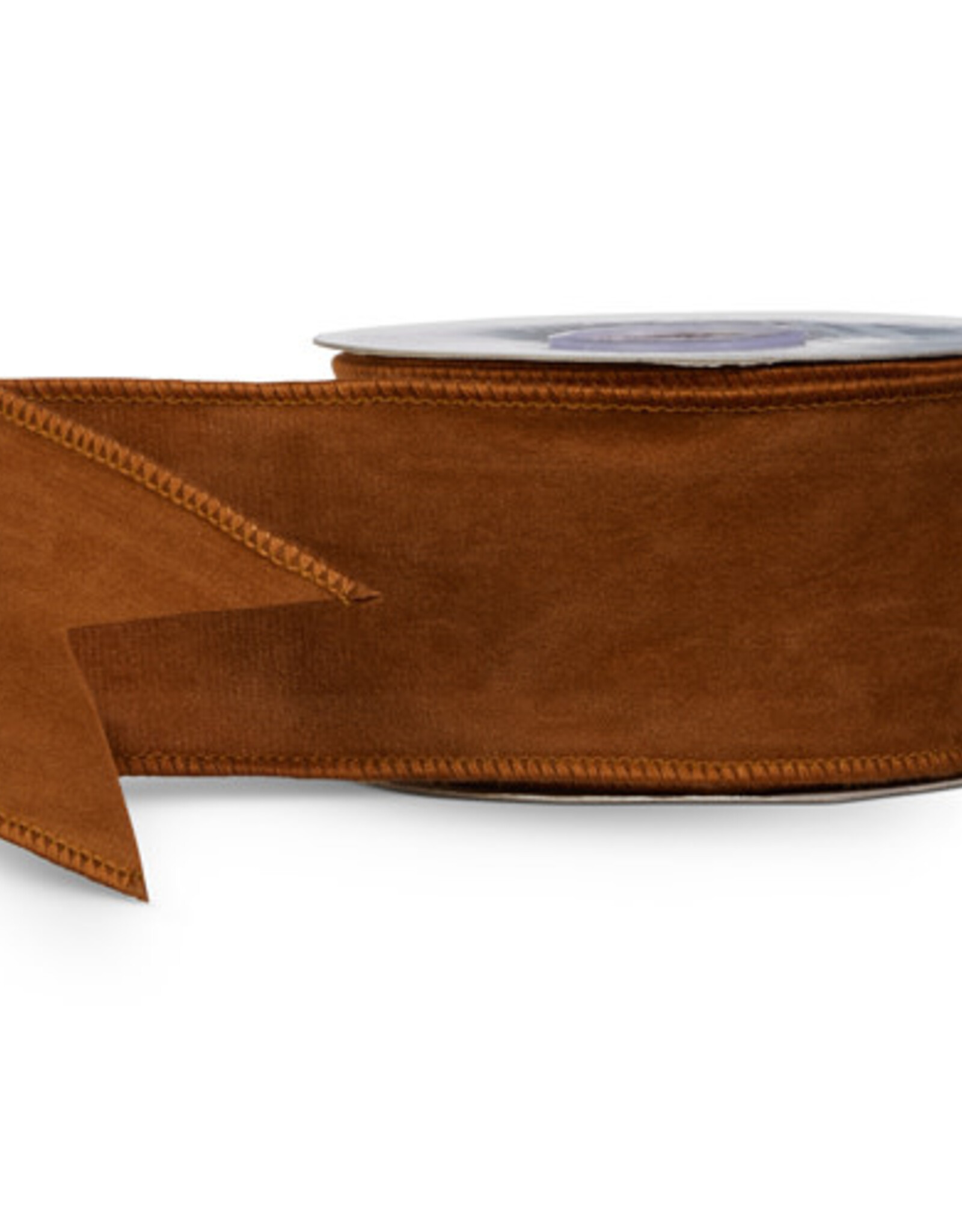 2.5" X 10 Yds Cognac Suede Ribbon