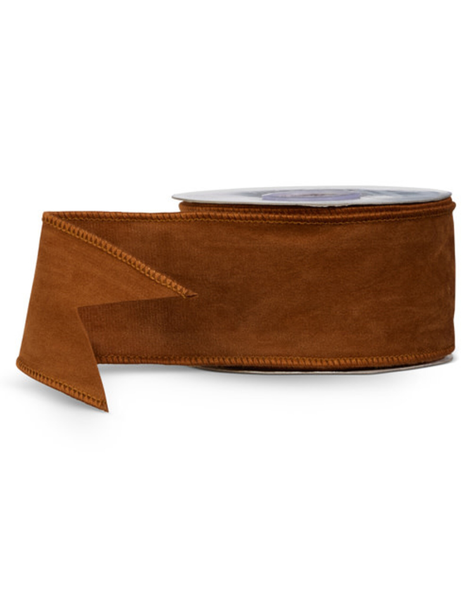 2.5" X 10 Yds Cognac Suede Ribbon
