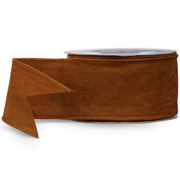 2.5" X 10 Yds Cognac Suede Ribbon