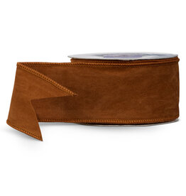 2.5" X 10 Yds Cognac Suede Ribbon